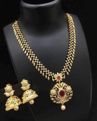 one gram gold necklace set with price
