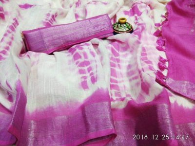 Linen saree with shibori print