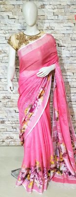 floral linen silk sarees