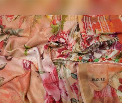 floral printed linen sarees