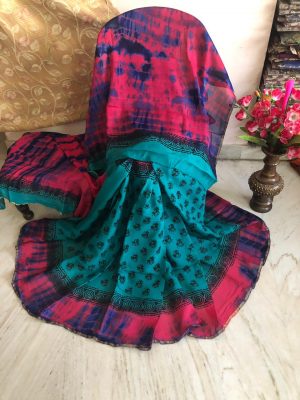 hand block printed chiffon sarees online