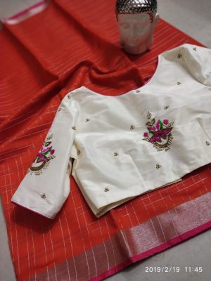 latest linen saree blouse designs