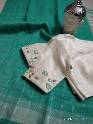linen cotton saree blouse designs