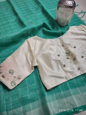 linen saree blouse designs 2018