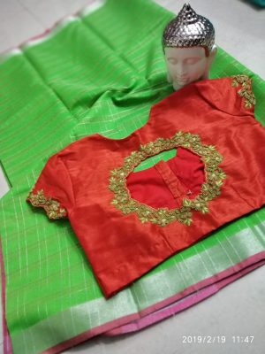 linen silk saree design