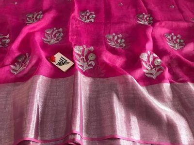 pure linen digital print sarees