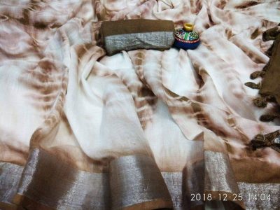 Shibori print on linen saree