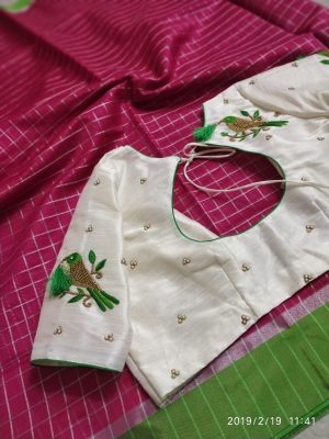 pure linen silk sarees designs
