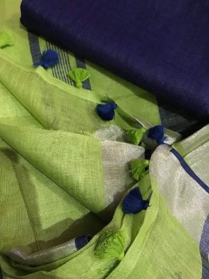 green linen sarees
