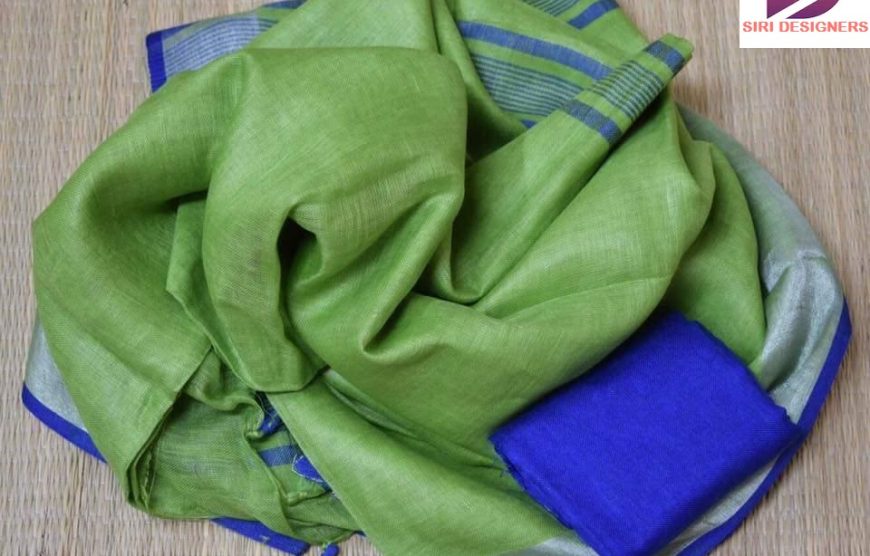 plain linen saree