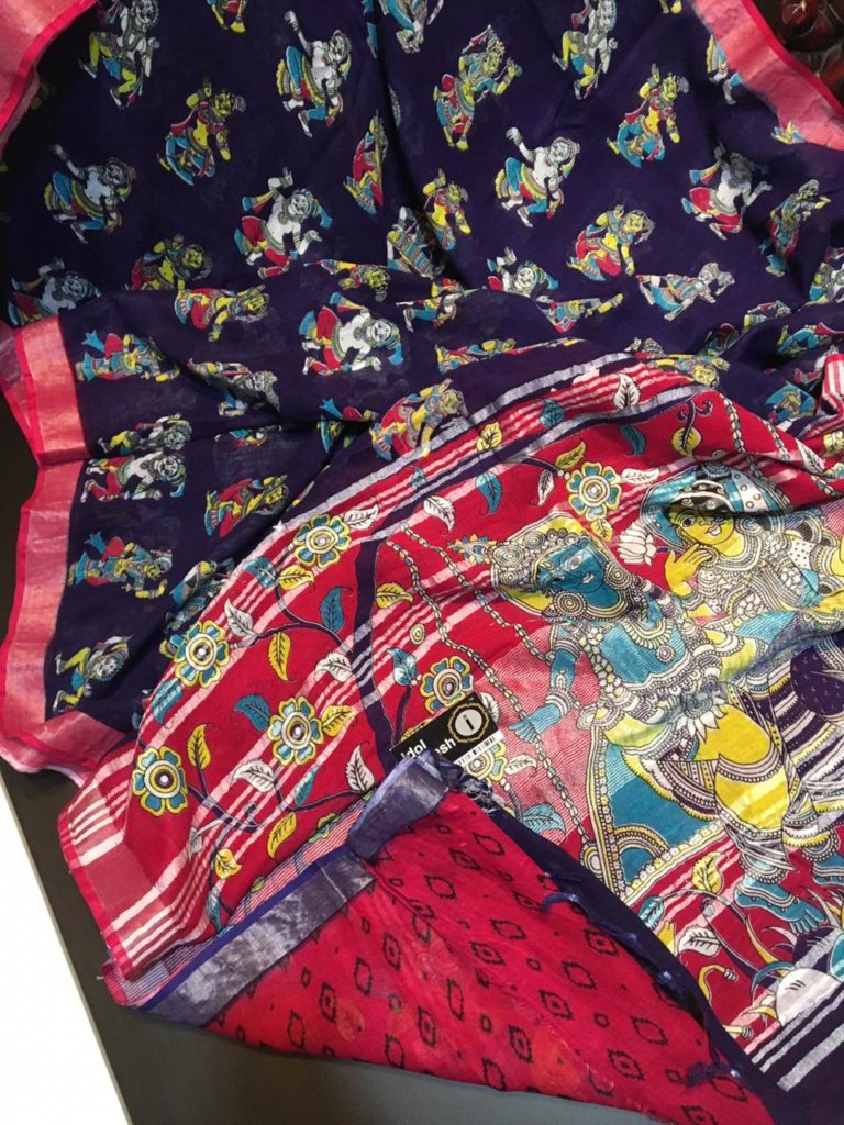 kalamkari print linen sarees with blouse | siri designers