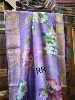 b Buy Linen printed sarees at siri designers
