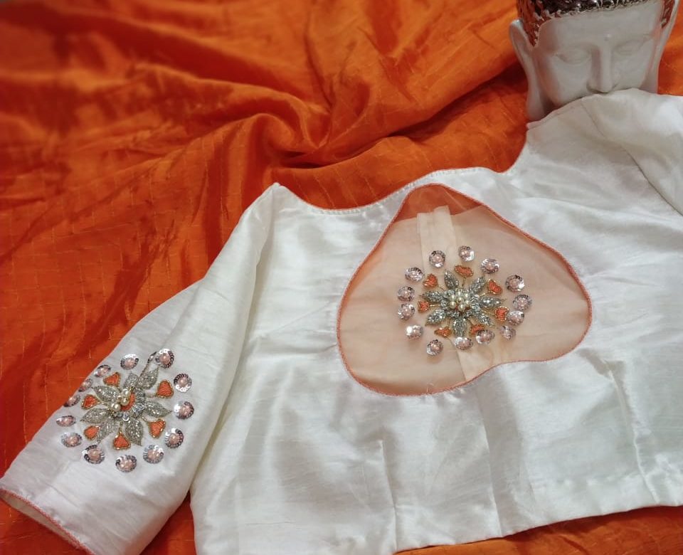 chiffon sarees with designer blouse (2)