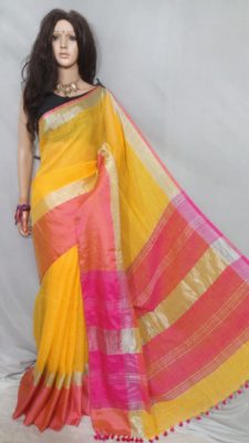 linen big border sarees (5)