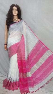 linen big border sarees (8)