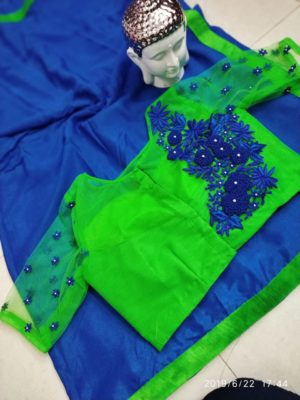 pure crepe saree with designer blouse (1)