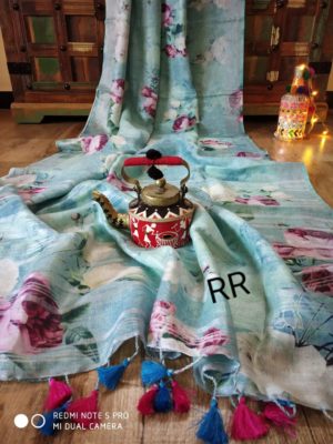rr Linen printed saree styles