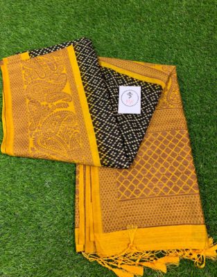 Banarasi dupion sarees with printed design with plain blouse (2)