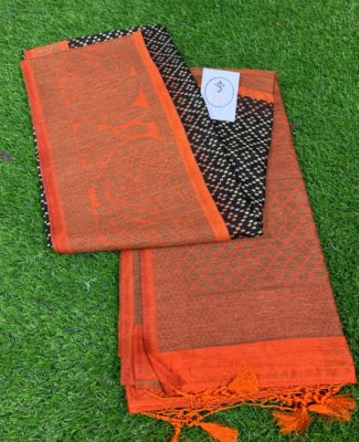 Banarasi dupion sarees with printed design with plain blouse (5)