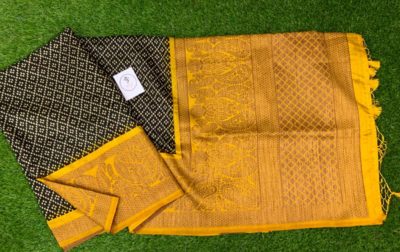 Banarasi dupion sarees with printed design with plain blouse (6)