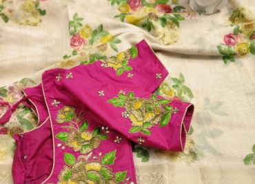 Beautiful linen silk sarees with readymade blouse (12)