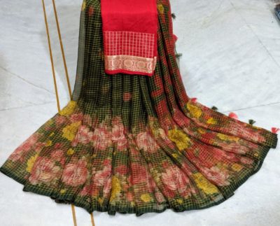 Chiffon sarees with digital prints with blouse (3)