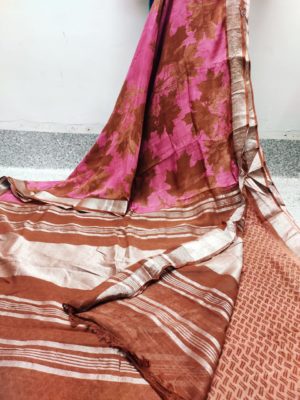 Digital cotton linen sarees with blouse (1)