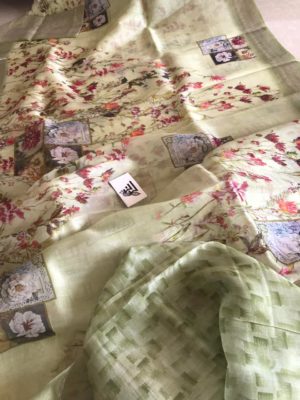 Digital printed handloom pure organza sarees with blouse (16)