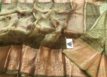 Digital printed handloom pure organza sarees with blouse (8)