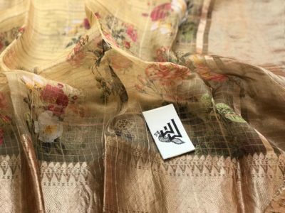 Digital printed handloom pure organza sarees with blouse (9)