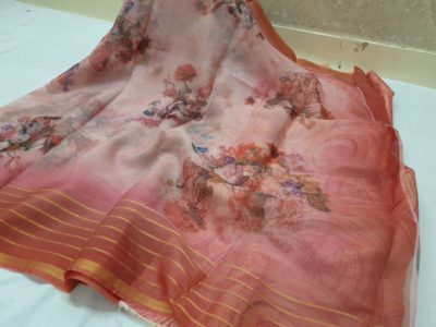 Fancy organza with digital print with blouse (1)