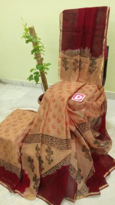 Haandmade dyeable pure georgette block print sarees (3)