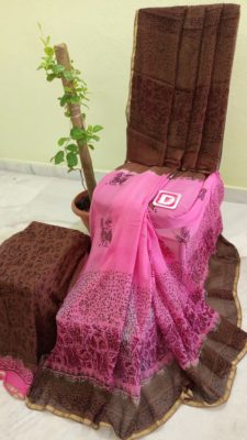 Haandmade dyeable pure georgette block print sarees (6)