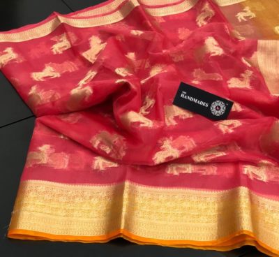 Handloom kora sarees with zari border with blouse (1)