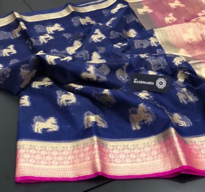 Handloom kora sarees with zari border with blouse (2)