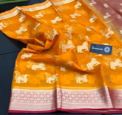 Handloom kora sarees with zari border with blouse (3)
