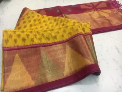 Handloom pure ikkat sico sarees with blouse (12)