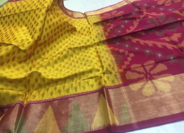 Handloom pure ikkat sico sarees with blouse (8)