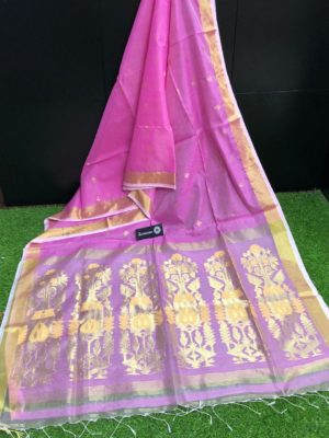 Jute muslin cotton silk sarees with blouse (11)