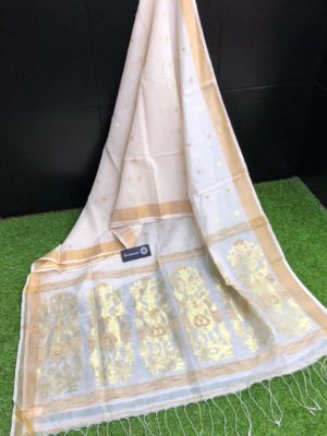 Jute muslin cotton silk sarees with blouse (7)