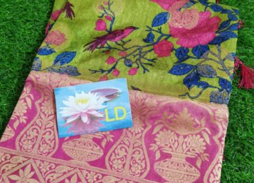 Jute silk digital printed sarees with blouse (2)