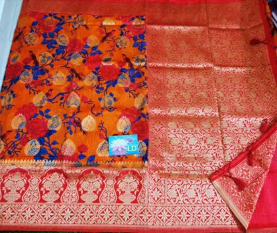 Jute silk digital printed sarees with blouse (3)