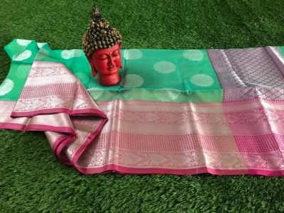 Kanchi organza sarees with silver weaving buties (4)