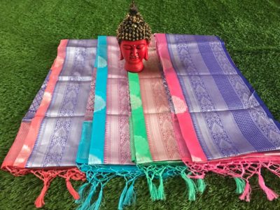Kanchi organza sarees with silver weaving buties (5)