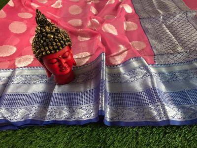 Kanchi organza sarees with silver weaving buties (6)