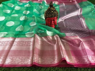 Kanchi organza sarees with silver weaving buties (7)