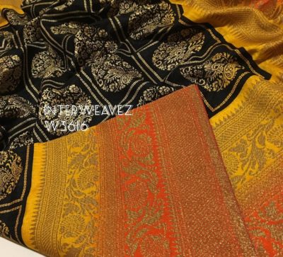 Kathan black beauty sarees with blouse (7)