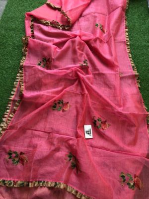 Kota tissue sarees with applique work with frills (2)