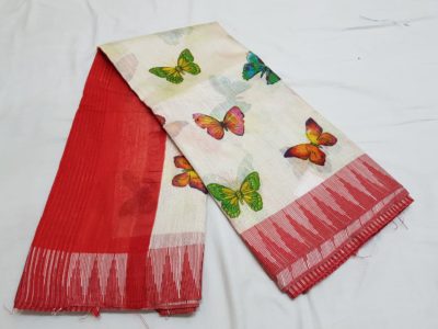 Linen butterfly sarees with blouse online (2)