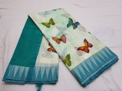 Linen butterfly sarees with blouse online (6)